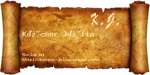 Kácsor Júlia névjegykártya